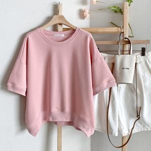 샵앤) 국산 여성 라운드넥 루즈핏 5컬러 데일리 반팔 티셔츠 REI-WSH-4274-핑크