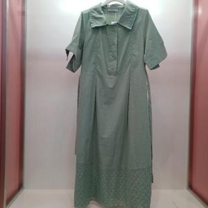 Latium HC06 H라인 구김 없는 앞반오픈 5부 주머니 카라 반팔 펀칭 원피스 T2523op11M
