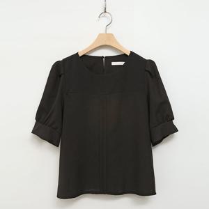 샵앤) 국산 여성 라운드넥 케이트 핀턱 퍼프소매 반팔 블라우스 REI-WBL-4458-블랙