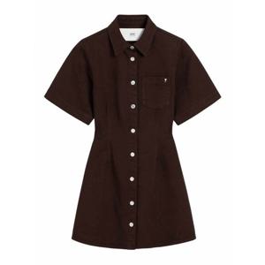 [AMI] 여성 니 Length 반팔 셔츠 원피스 FDR404DE0034633 Brown /8