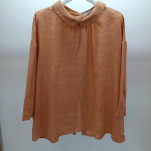 Latium HC06 기장 품 좋은 뒤오픈 7부소매 깔끔한 카라 린넨 셔츠블라우스 T2523bl35O