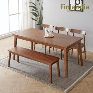 핀란디아 오로라 월넛 6인 식탁세트(의자3+벤치1)