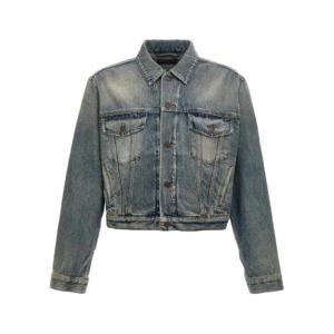 Balenciaga 로고 라인스톤 장식 데님 재킷 793895TJW95 2204 TP936523039