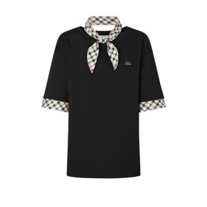 닥스 골프 여성 24SS 클리어런스스테디셀러체크 스카프 코튼 블렌드 반팔 티셔츠 (BLACK) WNTS4B077BB