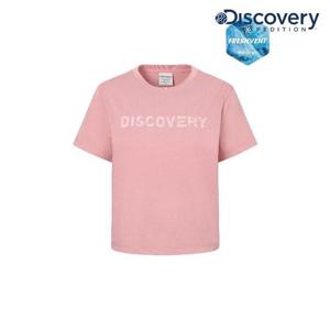 디스커버리 (DWRS9G053_PKD) 프레시벤트 여성 크롭 워싱 빅로고 반팔티셔츠 DXNW