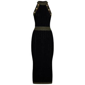 Balmain 버튼 디테일 홀터넥 니트 미디 드레스 AF1RI012KD74 EAD TP946368305