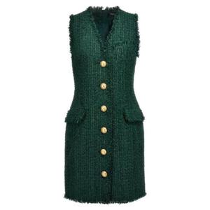 Balmain 슬리브리스 트위드 드레스 BF1R5533XF91 7CX TP946368089