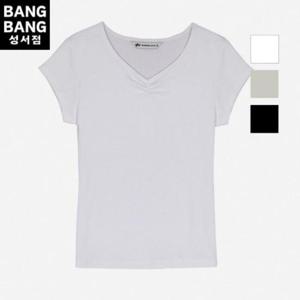 뱅뱅 HC04 여름여성셔링 브이넥 캡소매 반팔면티 NTL513