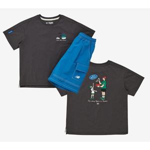 뉴발란스 키즈 FAMILY HOLIDAY 일러스트 반팔 셋업 B1 NK9YF2301U 17 64 80