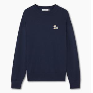 메종키츠네 폭스 패치 릴렉시드 점퍼 네이비 / KM00503KT1036-P480