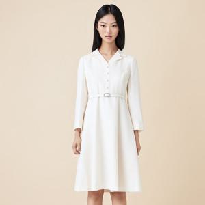 [케네스레이디] 오픈카라 버튼다운 플레어 원피스 EGOPOD9800