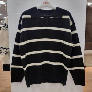 소이 HC22 스트라이프 카라 니트티 25W5031