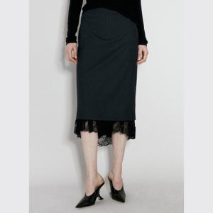 발렌시아가 핀스트라이프 울 란제리 미디 스커트 790575 TQT12