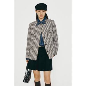 [럭키슈에뜨]Check Round Neck Pocket Detail Jacket LFJAW24300BEX (LFJAW24300BEX)