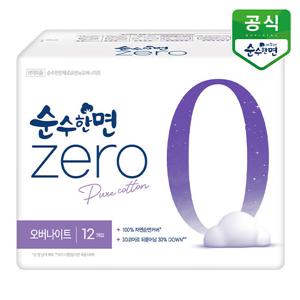 순수한면 생리대 제로 오버나이트 12P x 1팩