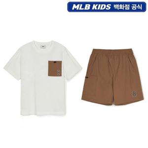 [MLB KIDS] 7AS1B0653-43WHS 베이직 아웃도어 메쉬 포켓 티셔츠 세트 보스턴 레드삭스