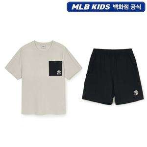 [MLB KIDS] 7AS1B0653-50CRM 베이직 아웃도어 메쉬 포켓 티셔츠 세트 뉴욕양키스