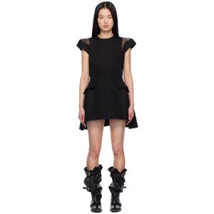 25 FW 사카이 여성 블랙 실크 코튼 미니 드레스 251445F052022