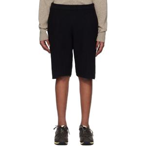 Homme Plisse Issey Miyake 반바지 블랙 러스틱 니트 쇼츠 251729M193006