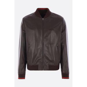 GUCCI leather bomber jacket with logo embroidery 793726XNA3M2014