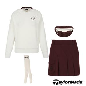 [테일러메이드] 어패럴 골프 25 F W O7242-O7293 101 여성 상하셋트 라운드 티셔츠 전체 플리츠 스커트