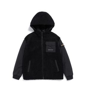 내셔널지오그래픽 키즈 N214KFT120 우븐 뽀글이 F-ZIP BLACK