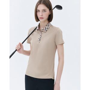 닥스 골프 여성 24SS 클리어런스스테디셀러체크 카라 코튼 블렌드 폴로티셔츠 (NORMAL BEIGE) WNTS4B352I2
