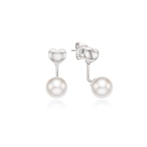 [티르리르]하트 진주 화이트실버 귀걸이 (7mm) TEESVW06716M