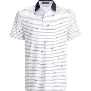 G/FORE GFR SCRIPT STRIPE TECH JERSEY POLO (GMP000052-SNO) (남성 지포어 스크립트 스트라이프 테크 저지 폴로)