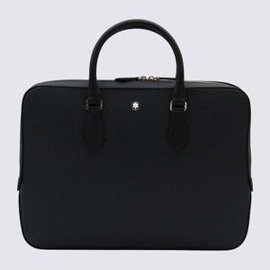 몽블랑 트위드 블루 가죽 탑 핸들 백 220333 TWEED BLUE