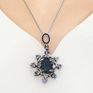 [블루케이] A블랙오팔탄자나이트 원석목걸이250114-24