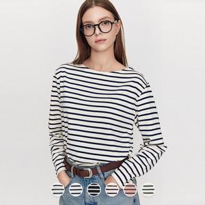 [지오다노/본사] 325904 여 보트넥 스트라이프 긴팔티