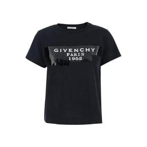 GIVENCHY Black T Shirt with Lettering Logo on the Front in Cotton Woman BW70FJP78U001