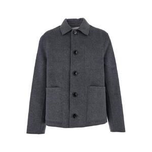 AMI PARIS Grey Jacket with Classic Lapels and Button Closure in Wool Man HJK844WV0022055