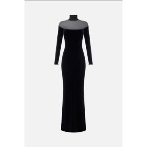 ELISABETTA FRANCHI Red Carpet dress in velvet and jersey fabrics ABR4257E2110