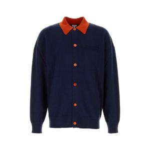 LOEWE Dark blue wool cardigan H526Y16KA7 NAVYBLUEORANGE
