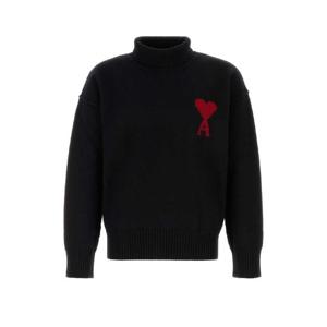 AMI Black wool sweater UKS839018 009