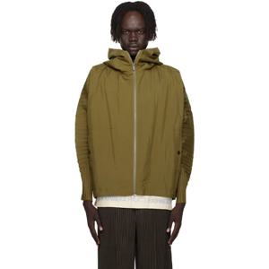 25 FW Homme Plisse Issey Miyake 남성 카키 캐스케이드 재킷 252729M180000