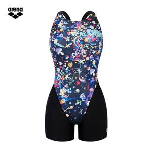 아레나 여성 고스트빌리지 A5SL1CE03 BLK (주머니백 증정)  선수 3부반신 레이서백 실내수영복