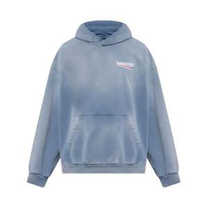 발렌시아가 후드 티셔츠 767877TRVB1 9798 BLUE