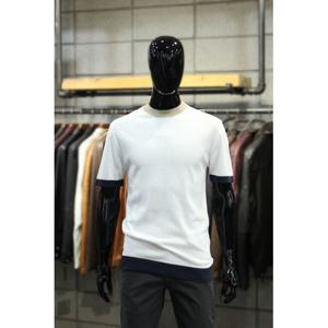 [빠니깔레]MARIO이태리직수입 린넨코튼 라운드넥배색 반팔면니트티 f-init01wh