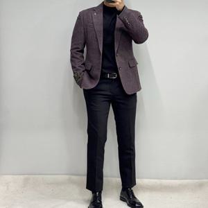[바쏘옴므]울100 기본핏 패턴 남성 정장 콤비자켓 AWIWSY4JS22