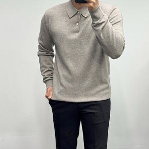 [바쏘옴므]24FW 남성 울캐시미어 기본 카라 니트티 ALBWSY4WT85
