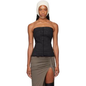 25 FW 릭오웬스 여성 블랙 포터빌 뷔스티에 데님 탑 242126F111000