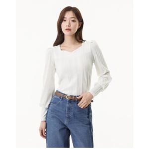 플라스틱아일랜드  (PR2CL331) 골지 하트넥 니트