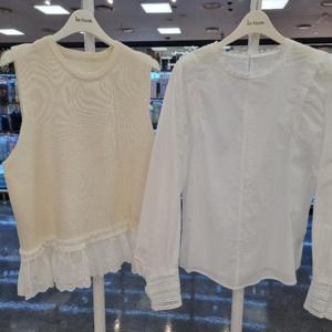 라티움 HC34 초여름 소매단펀칭조끼밑단펀칭레이스니트조끼셋트 T2521se01