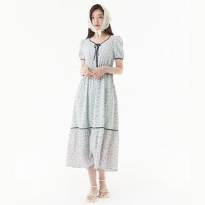 플라스틱아일랜드  (PR2WO402) 타이 리본 브이넥 원피스