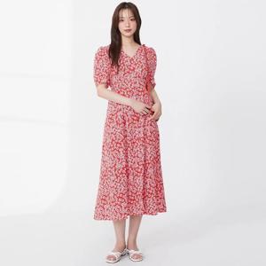 플라스틱아일랜드  (PR2WO665) 프린트 브이넥 원피스