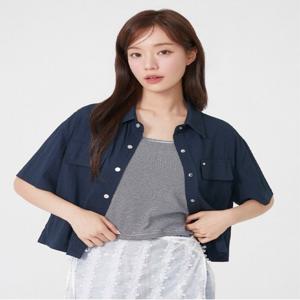 플라스틱아일랜드  (PR2WB732)  SET  스트라이프 나시탑 + 플랫포켓 반팔 블라우스