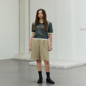 플라스틱아일랜드  (PR3WP883) 원턱 버뮤다 팬츠